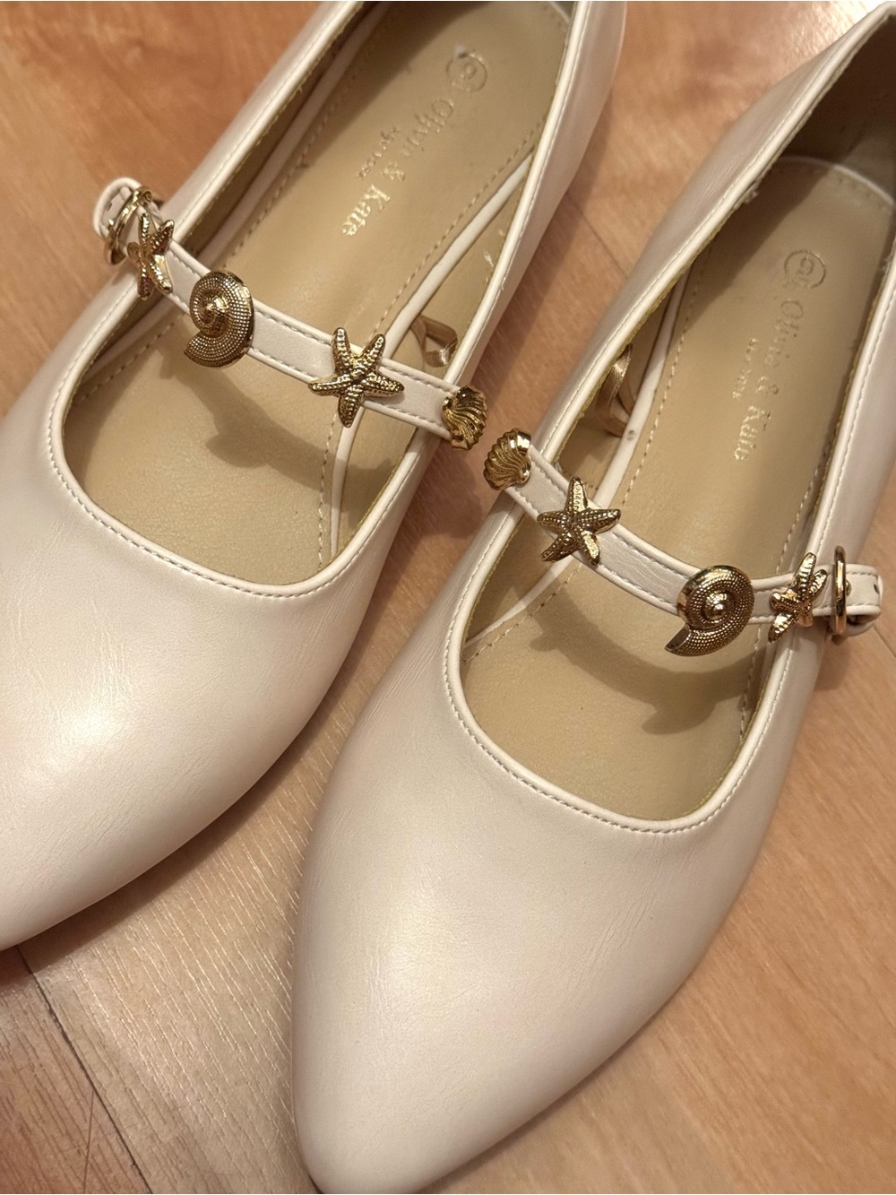 Mary Jane Flats with Gold Shell & Starfish Charms